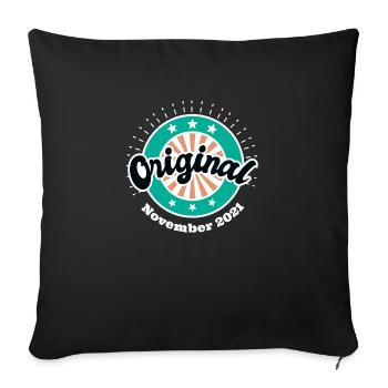 November 2021 Original 2 years old man woman - Sofa pillowcase 17,3'' x 17,3'' (45 x 45 cm) - black - Front