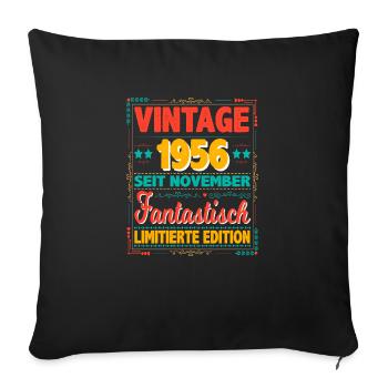 Novembre 1956 Vintage Fantastique 67 Ans Homme - Housse de coussin décorative 45 x 45 cm - noir - Devant