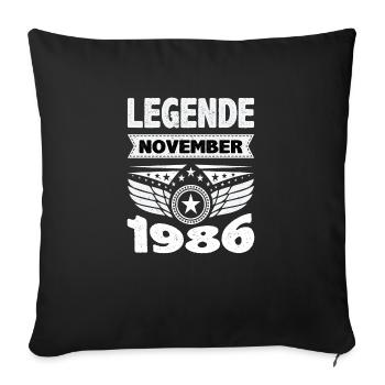 Novembre 1986 Légende depuis 37 ans homme femme - Housse de coussin décorative 45 x 45 cm - noir - Devant