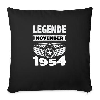 Novembre 1954 Légende depuis 69 ans Homme Femme - Housse de coussin décorative 45 x 45 cm - noir - Devant