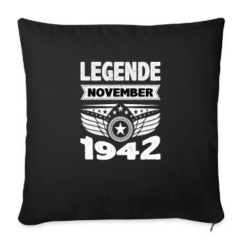 Novembre 1942 Légende depuis 81 ans homme femme - Housse de coussin décorative 45 x 45 cm - noir - Devant