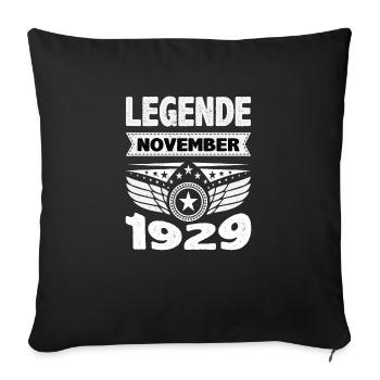 Novembre 1929 Légende depuis 94 ans homme femme - Housse de coussin décorative 45 x 45 cm - noir - Devant