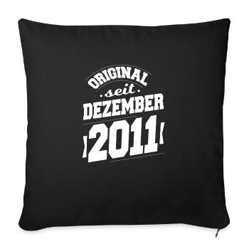 Dezember 2011 Original seit 12 Jahren Mann Frau - Sofakissenbezug 45 x 45 cm - Schwarz - Vorne