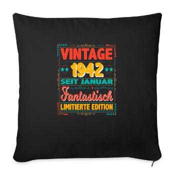 Janvier 1942 Vintage Fantastique 82 Ans Homme - Housse de coussin décorative 45 x 45 cm - noir - Devant