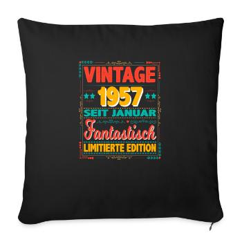 Janvier 1957 Vintage Fantastique 67 Ans Homme - Housse de coussin décorative 45 x 45 cm - noir - Devant
