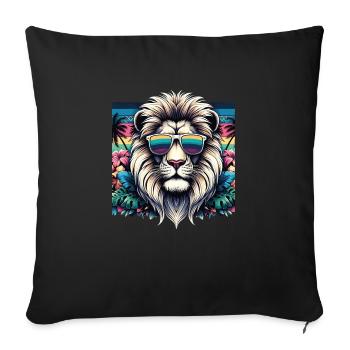 Funny Lion Clothing – Trendy Fashion for - Sofa pillowcase 17,3'' x 17,3'' (45 x 45 cm) - black - Front