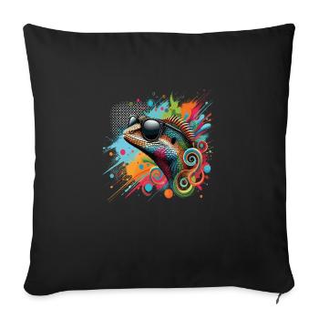 Lustige Echsen Kleidung – Trendige Mode für - Sofakissenbezug 45 x 45 cm - Schwarz - Vorne