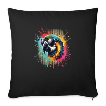 Lustige Papageien Kleidung – Trendige Mode für - Sofakissenbezug 45 x 45 cm - Schwarz - Vorne