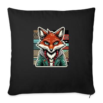 Design hipster rétro renard - Housse de coussin décorative 45 x 45 cm - noir - Devant
