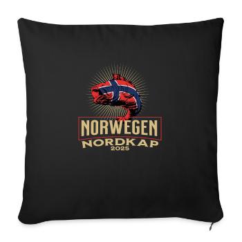 Norvège Cap Nord 2025 - Housse de coussin décorative 45 x 45 cm - noir - Devant