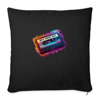 80's Night Mix retro cassette music mixtape disco - Sofa pillowcase 17,3'' x 17,3'' (45 x 45 cm) - black - Front