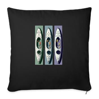 Kayak Canoë Pédalo sur l’eau Sports - Housse de coussin décorative 45 x 45 cm - noir - Devant
