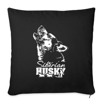 SIBERIAN HUSKY sled dog musher Wilsigns - Sofa pillowcase 17,3'' x 17,3'' (45 x 45 cm) - black - Front