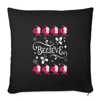 Noël Ugly cadeau Sweater Believe à Santa - Housse de coussin décorative 45 x 45 cm - noir - Devant