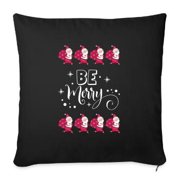 Pull moche cadeau de Noël Be Merry Santa - Housse de coussin décorative 45 x 45 cm - noir - Devant