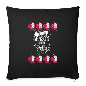 Pull moche cadeau de Noël saison jolly - Housse de coussin décorative 45 x 45 cm - noir - Devant