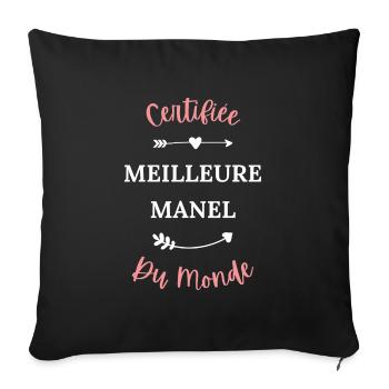 Certifiée meilleure Manel du monde - Housse de coussin décorative 45 x 45 cm - noir - Devant