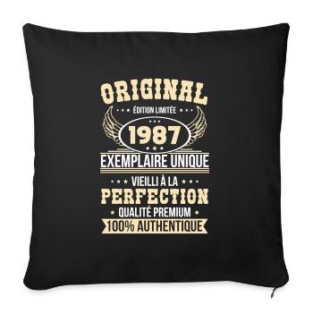 Anniversaire 35 ans - Original - 1987 - Housse de coussin décorative 45 x 45 cm - noir - Devant