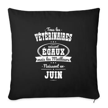 Vétérinaires égaux meilleurs naissent en Juin - Housse de coussin décorative 45 x 45 cm - noir - Devant