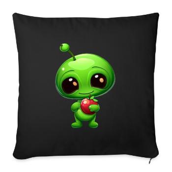 Green Alien Apple: Unexpected Fusion - Sofa pillowcase 17,3'' x 17,3'' (45 x 45 cm) - black - Front