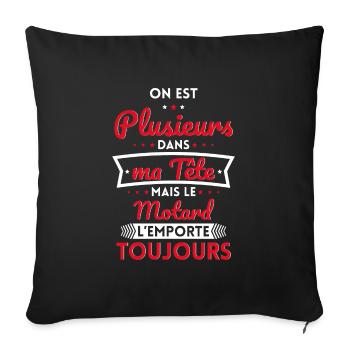 Plusieurs dans tête le Motard l'emporte toujours - Housse de coussin décorative 45 x 45 cm - noir - Devant