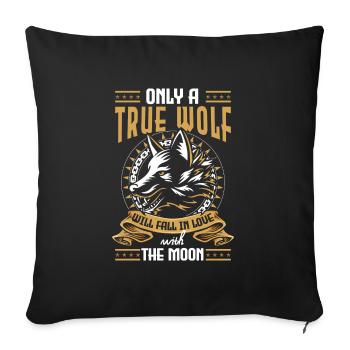 Wölfe Hund Mystik Vollmond - Sofakissenbezug 45 x 45 cm - Schwarz - Vorne