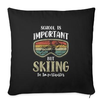 Skifahrer Skier Sport - Sofakissenbezug 45 x 45 cm - Schwarz - Vorne