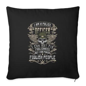 Policière Voleur de lumière bleue - Housse de coussin décorative 45 x 45 cm - noir - Devant