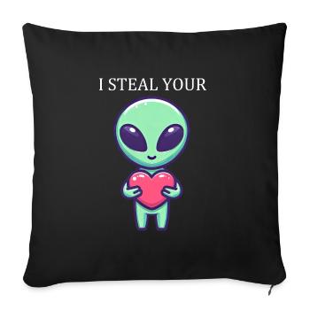 Alien außerirdisch Ich Stehle dein Herz - Sofakissenbezug 45 x 45 cm - Schwarz - Vorne