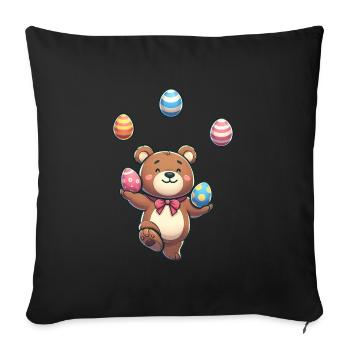 Ostern Bär Jongliert mit Ostereiern Süßes Cartoon - Sofakissenbezug 45 x 45 cm - Schwarz - Vorne