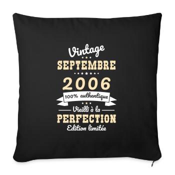 18th Birthday - Vintage - September 2006 - Sofa pillowcase 17,3'' x 17,3'' (45 x 45 cm) - black - Front