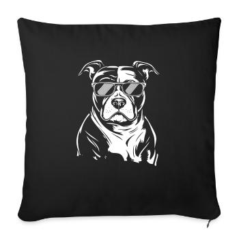 Chic im Schwarz-Weiß: Hund mit Brille - Sofa pillowcase 17,3'' x 17,3'' (45 x 45 cm) - black - Front