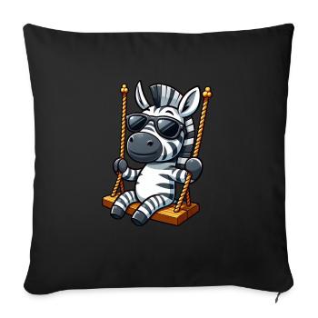 Mignon zèbre balançoire aire de jeux dessin animé - Housse de coussin décorative 45 x 45 cm - noir - Devant