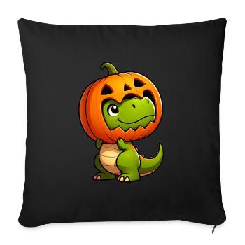 Halloween Dino Dinosaur T-Rex Pumpkin Hat Helmet - Sofa pillowcase 17,3'' x 17,3'' (45 x 45 cm) - black - Front