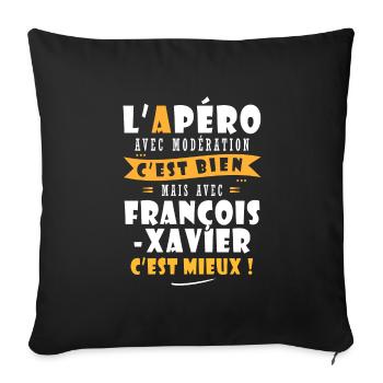 François-Xavier Cadeau Humour françois xavier - Housse de coussin décorative 45 x 45 cm - noir - Devant
