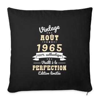 60th Birthday - Vintage - August 1965 - Sofa pillowcase 17,3'' x 17,3'' (45 x 45 cm) - black - Front