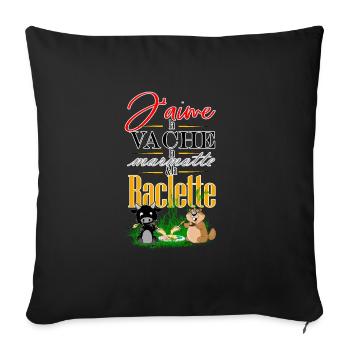 Vache d'herens, marmotte et raclette - Housse de coussin décorative 45 x 45 cm - noir - Devant