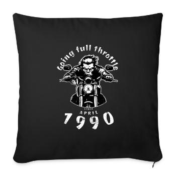 35. Geburtstag: Going full throttle since 04/1990 - Sofa pillowcase 17,3'' x 17,3'' (45 x 45 cm) - black - Front