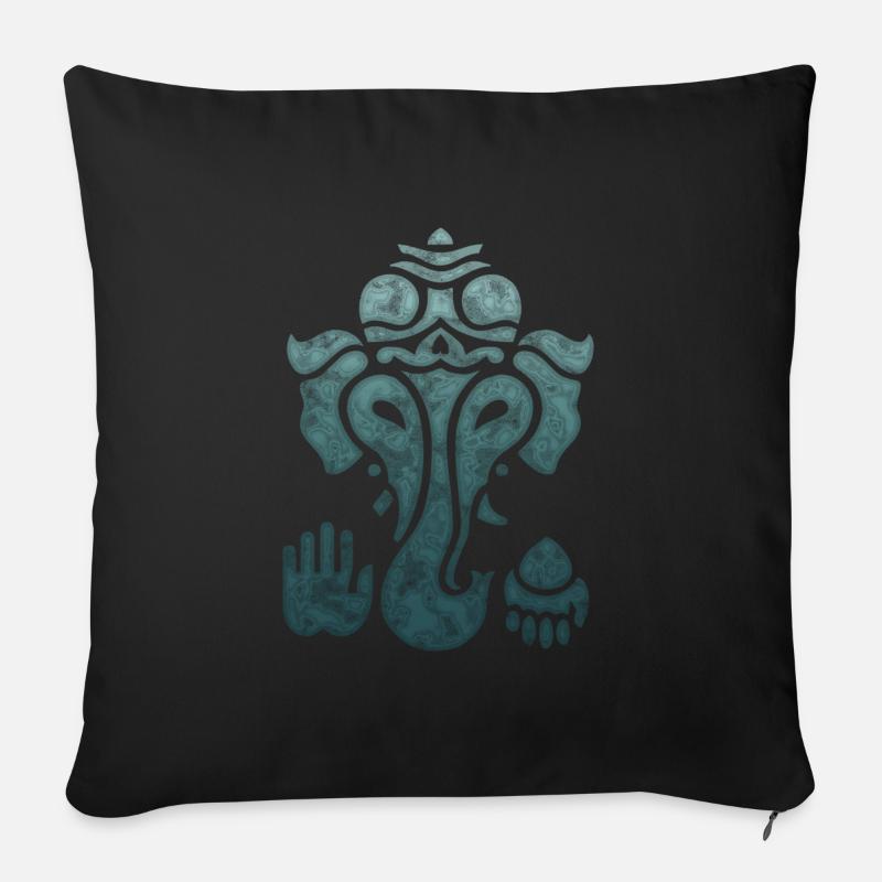 Ganesh, Ganesha, Hindouisme, Yoga, Dieu éléphant - Housse de coussin décorative 45 x 45 cm - noir