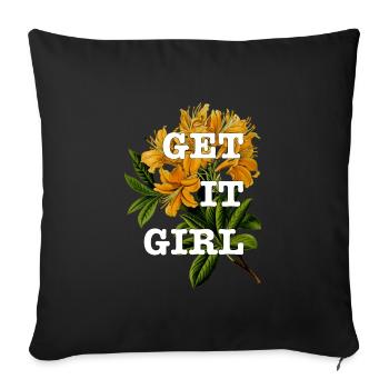 Obtenez-fille Shirt Girl Power Flower Gift - Housse de coussin décorative 45 x 45 cm - noir - Devant