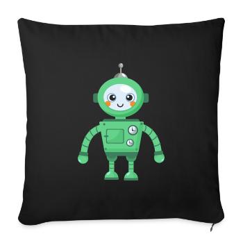 Roboter mit Motiv Vektor Comics Baby Jungen Kinder - Sofakissenbezug 45 x 45 cm - Schwarz - Vorne