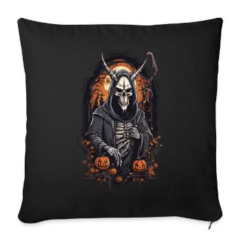 Conception démoniaque du crâne de faucheuse sinistre d’Halloween - Housse de coussin décorative 45 x 45 cm - noir - Devant