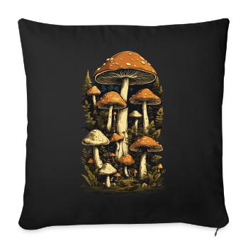 Retro Forest Mushrooms Aesthetics Mushroom Design - Sofa pillowcase 17,3'' x 17,3'' (45 x 45 cm) - black - Front