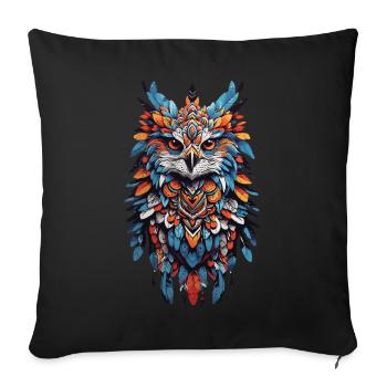 Spiritual Falcon Feather Mandala Bohemian Spirit - Sofa pillowcase 17,3'' x 17,3'' (45 x 45 cm) - black - Front