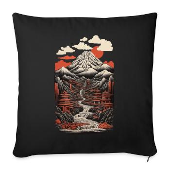 Japan Retro Landscape Asian Art Splendor - Sofa pillowcase 17,3'' x 17,3'' (45 x 45 cm) - black - Front