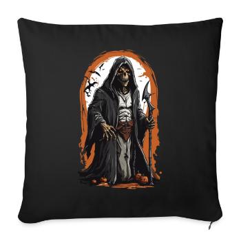 Grim Reaper Magie Halloween Mort-vivant Squelette - Housse de coussin décorative 45 x 45 cm - noir - Devant
