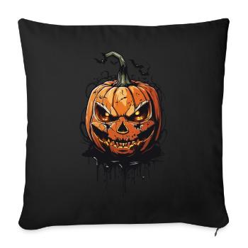 Horreur d’Halloween à minuit citrouille effrayante - Housse de coussin décorative 45 x 45 cm - noir - Devant