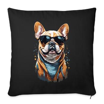 French Bulldog Dog with Style - Sofa pillowcase 17,3'' x 17,3'' (45 x 45 cm) - black - Front