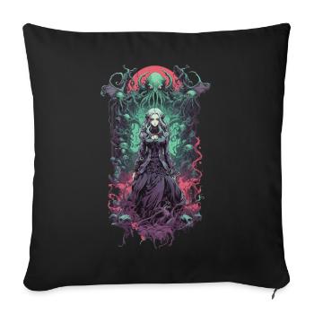 Gothique Esthétique Monde Souterrain Anime Sorcellerie Fille - Housse de coussin décorative 45 x 45 cm - noir - Devant