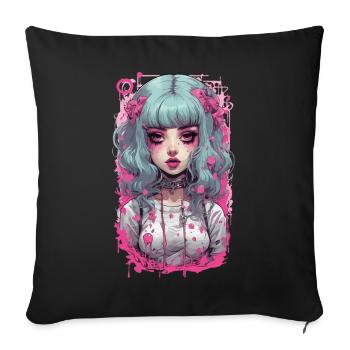 Kawaii Psycho Goth Girl Pastel Aesthetic Design - Sofa pillowcase 17,3'' x 17,3'' (45 x 45 cm) - black - Front